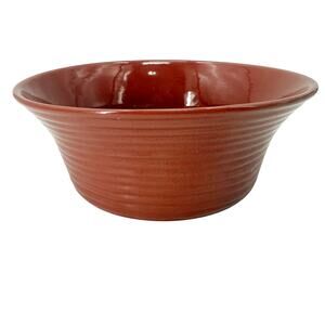 vintage orange-red Haeger #8302 fluted ridged Planter Bowl USA ceramic pottery